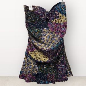 NWT Bikini Bay 1PC Peacock paisley Halter Bandeau‎ Swimsuit plus size 18